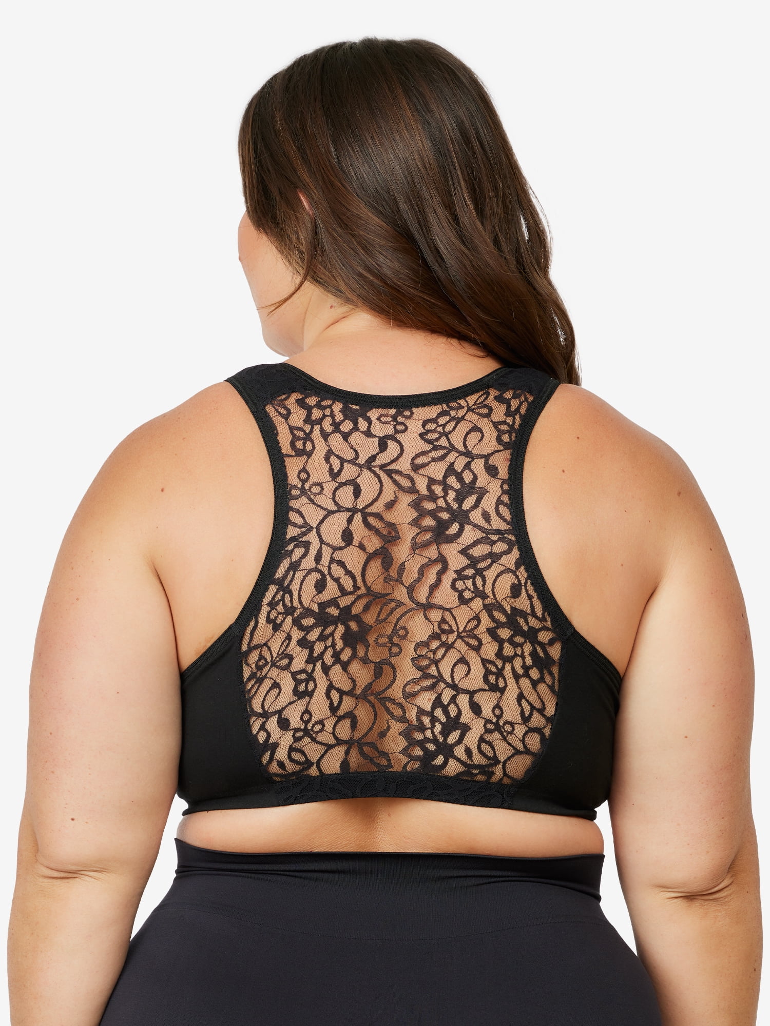 Leading Lady, The Indy, Unpadded Wireless Bra, Lace Racerback, Front Close, Light Support, Comfort, Breathable Cotton Bra (Women's & Women's Plus)