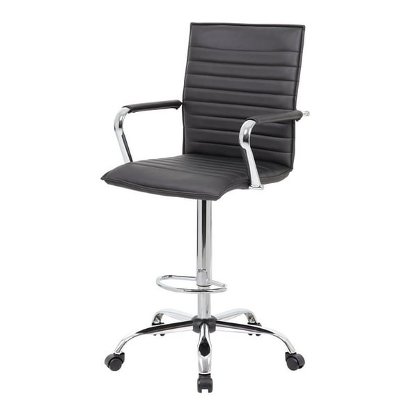 Boss Office Modern Ribbed Back Adjustable Sit-Stand Stool in Black