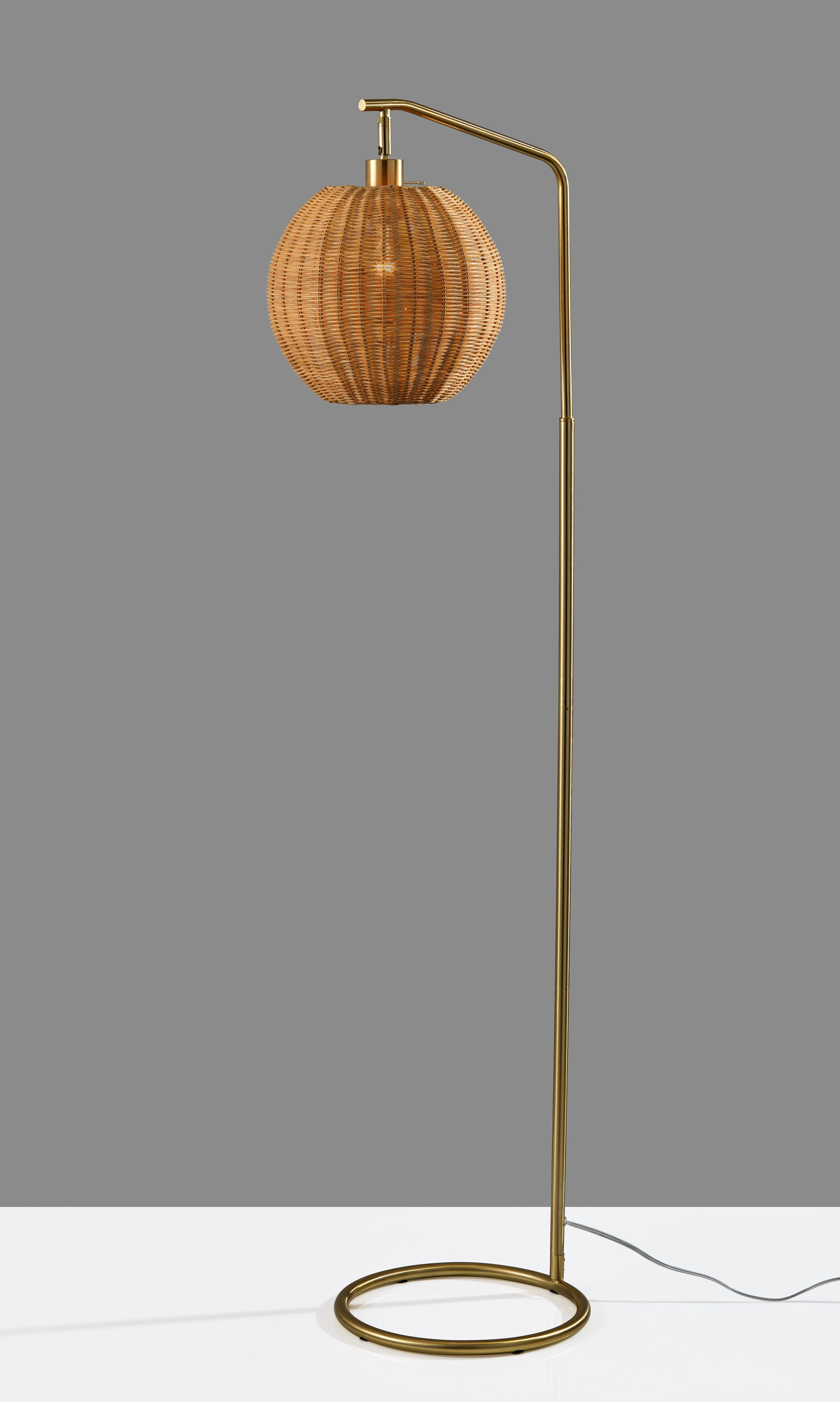 Adesso Maeve 60" Decorative Floor Lamp with Brown Rattan Globe Shade