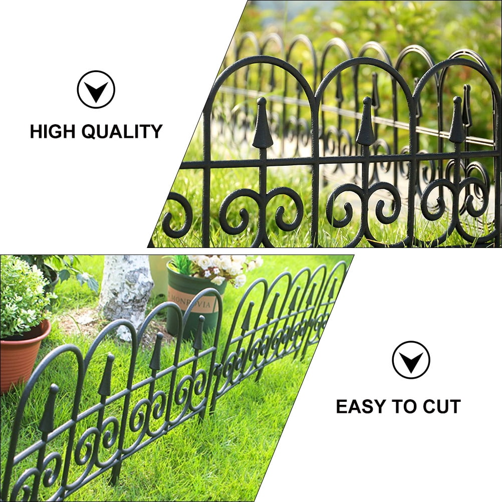 OUNONA 4Set Fence Panels Black ABS Ornamental Patio Decor