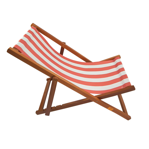JINS & VICO Beach Lounge Chair, Adjustable Wood Patio Lounge Camp Chair with Sturdy Wooden Frame and Stripe Polyester Canvas, Reclining Portable Chair for Yard Pool Balcony Garden, Orange - image 4 of 7