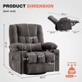 thumbnail image 6 of UHOMEPRO Swivel Rocker Recliner Chair with Massage and Heat, Reclining Lounge Chair with 8 Point Vibration, 65° Rocking, Cup Holders, USB Port and Storage Pockets, Grey, 6 of 7