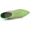 thumbnail image 4 of Unique Bargains Women's Clear Block Heel Glitter Prom Ankle Booties Green 8, 4 of 6