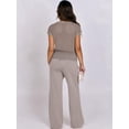 thumbnail image 5 of Women's Wide Leg Crochet Sheer Knit Sweater Matching Sets 2 Piece Set Pants Outfit Top for Lounge Gray XXL, 5 of 10