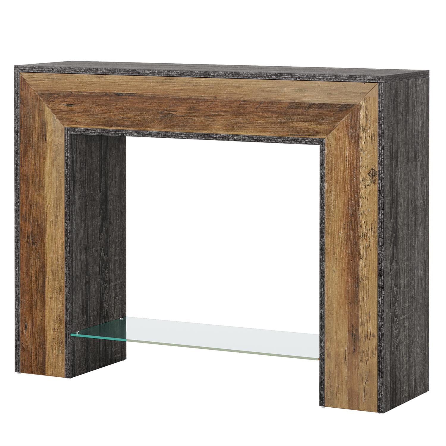 Demi Bonn 41" Console Table Dual-Tone Farmhouse Sofa Table, Stylish End Table for Living Room, Brown