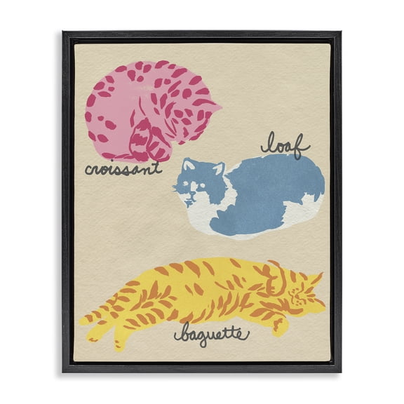 Stupell Industries Funny Relaxing Cat Shapes Animals Painting Black Floater Framed Canvas Art Print Wall Art, 17 x 21