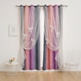 thumbnail image 2 of Yancorp Curtains for Girls Bedroom Kids Room Curtain Colorful Window Nursery Curtain 63 inches Length Room Darkening Grommet 2 Layers (Pink Purple, W52 X L63), 2 of 5