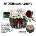 thumbnail image 5 of "3-Piece Antique Green Ceramic Flowerpot Set - Modern Planter for Patio, Garden, Windowsills - Indoor & Outdoor Decor", 5 of 13