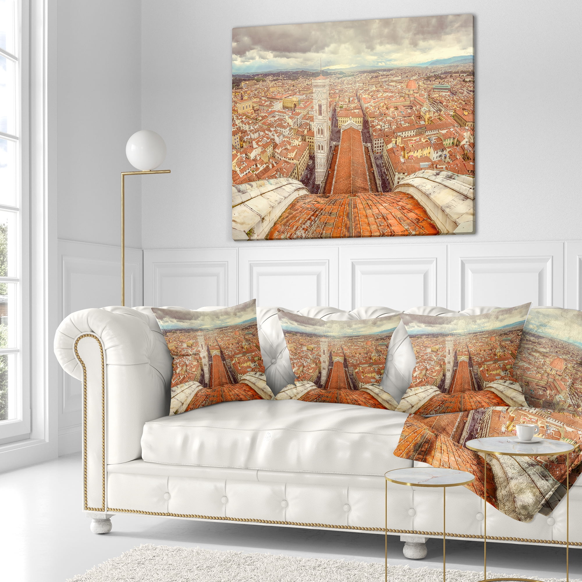 Designart Florence View from Duomo Cathedral - Cityscape Throw Pillow - 18x18
