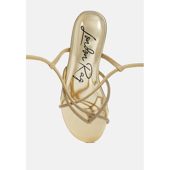 Babbity Rhinestone Embellished Lace-Up Sandals