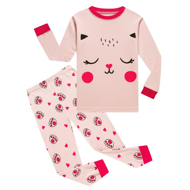 Aolyty Toddler Girls Pajamas Heart Pjs Valentine Sleepwear Clothes 4T