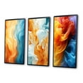 thumbnail image 3 of Designart "Orange Turquoise Liquid Art Vibrant II" Abstract Shapes Framed Wall Art Set Of 3 - Blue Transitional Frame Gallery Set For Office Decor, 3 of 6