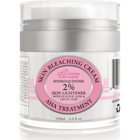 Divine Derriere Skin Lightening 2% Hydroquinone Bleaching Cream with 6% AHA Glycolic Acid and Lactic Acid - Fade Dark Spots, Freckles, Hyperpigmentation, Melasma and Discolorations. 3.4 (Best Freckle Fade Cream)