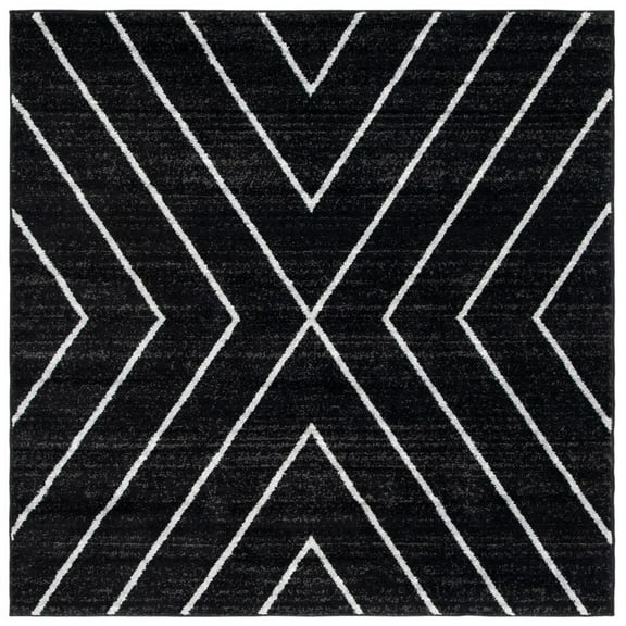 SAFAVIEH Adirondack Evonne Geometric Area Rug, Black/Light Grey, 6' x 6' Square