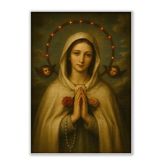 1000-piece Prayer to Our Lady - Halo and Cherubim Adult Wooden Puzzle, Intellectual Challenge, Stress-Relieving Puzzle, Relaxing Family Activity, Decoration, Size: 29.5 x 19.7 in