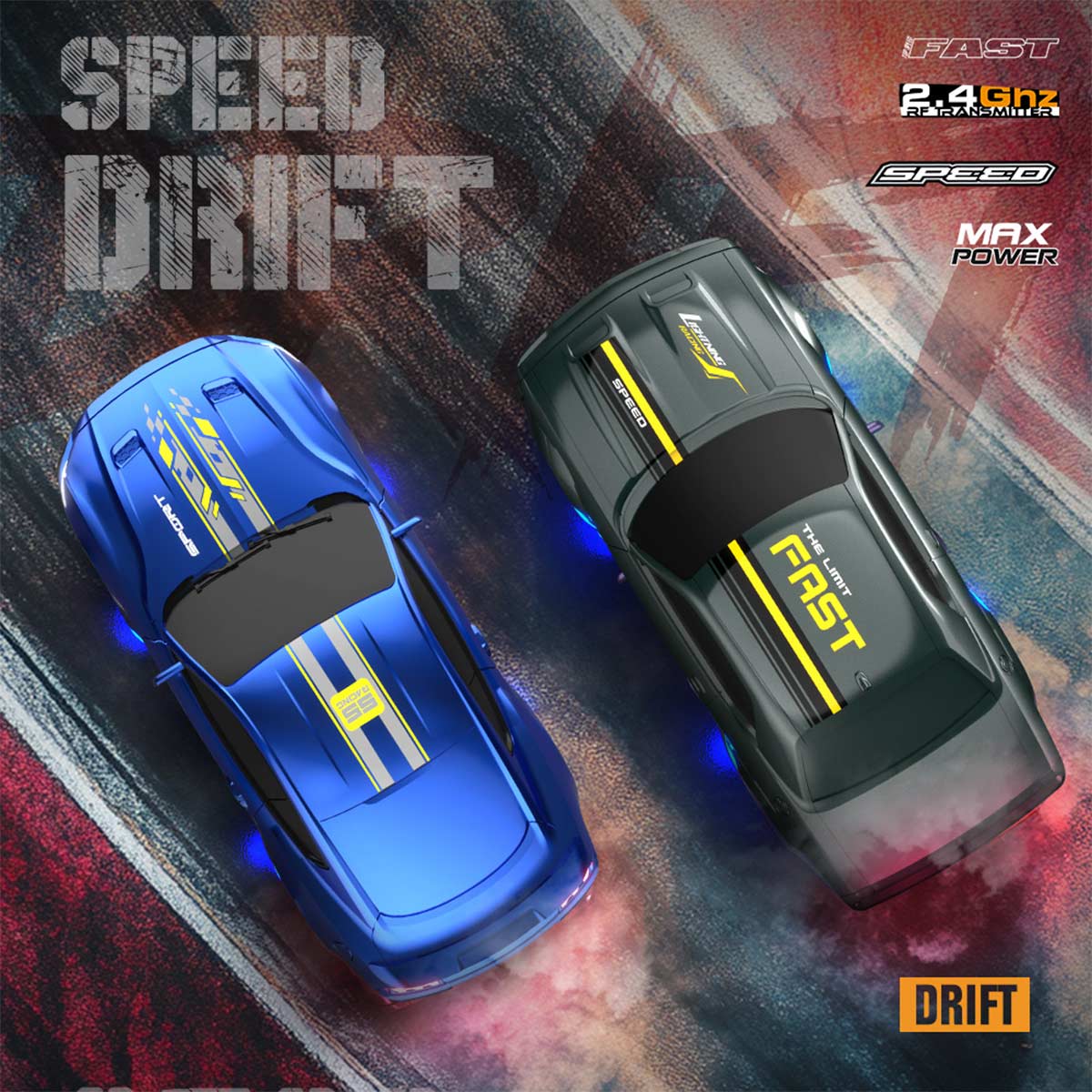 1/43 Scale Full-Proportional Mini Electric RC Drift Racing Car Model, 2.4G 15KM/H TOP Speed Vehicle with LED Lights(RTR /Purple)