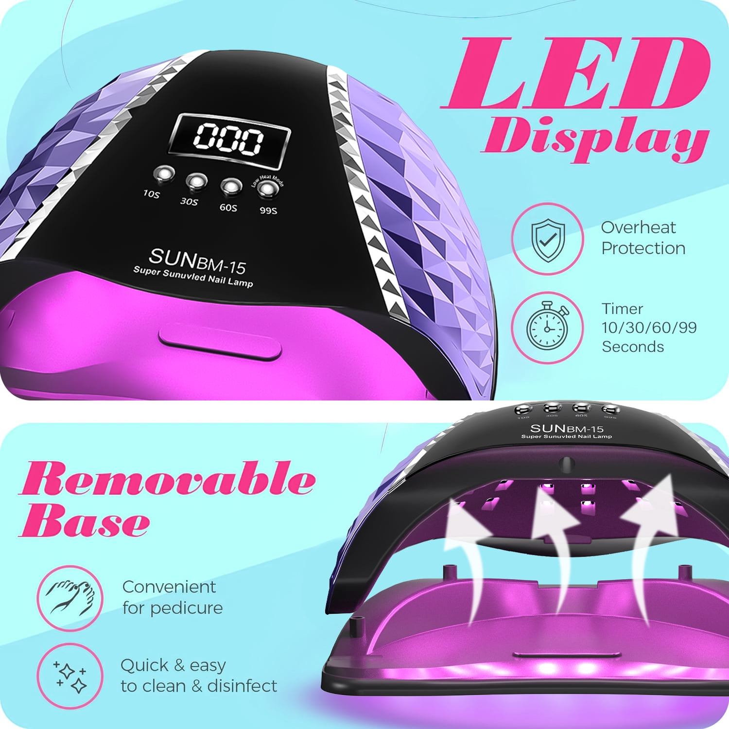 66 LED UV LED Nail Lamp with Auto Motion Sensor, Professional Nail Dryer Light Cabin for Gel Nail Polish, Manicure Lamp for Salon & Home Use
