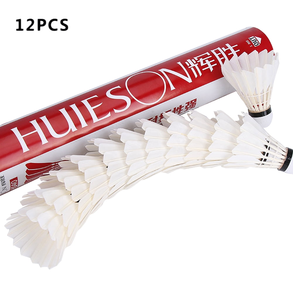 12 Pcs/Pack Super Durable Badminton Shuttlecock Goose Feather Cork Wood