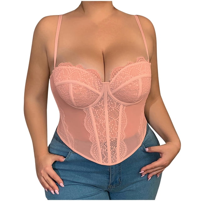WRKEKC Womens Tank Tops Plus Size Solid Color Shapewear Lace Slimming V-Neck Strap Camisole