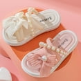 thumbnail image 6 of LUOGENLI Slippers Girls Slippers Size 1.5 Children Shoes Comfortable Soft Soled Slippers Fashion Bow Tie Pearl Beach Sandals and Slippers Girls Slippers Size 11-12 Beige 32, 6 of 6