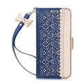 thumbnail image 1 of Galaxy Note 9 Case,Note 9 Wallet Case, [Luxurious Romantic Carved Flower] Leather Wallet Case with [Inside Makeup Mirror] and [Kickstand Feature] for Galaxy Note 9 2018 Navy Blue, 1 of 7