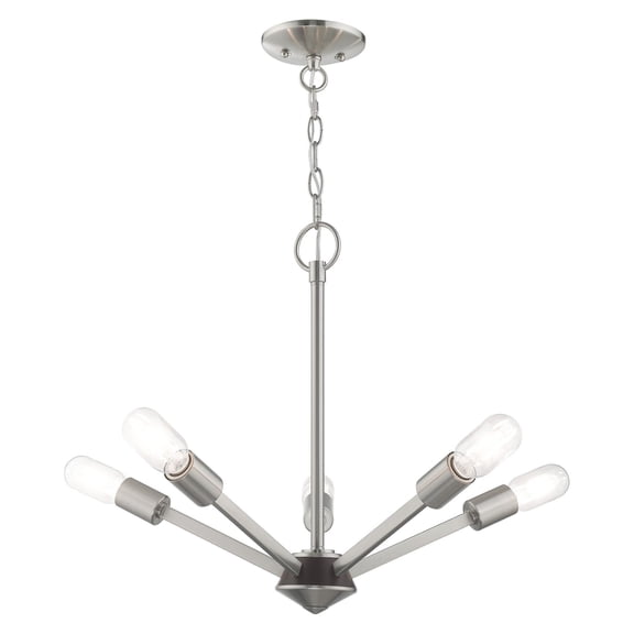 51155-91 Livex Lighting Prague - Five Light Chandelier - 19.5 Inches wide by 18 Inches high-Brushed Nickel Finish -Traditional Installation