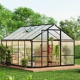 thumbnail image 4 of Amkui Aluminum Large Walk-in Greenhouse for Outdoors, Sliding Door & Ajustable Roof Vent, Polycarbonate Green Houses for Outside Garden,Backyard,Patio,Lawn, 4 of 11