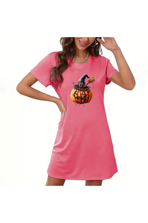 Women's Large Size Short Nightdress with Chest Print, Round Neck, Short Sleeves for Women, Girls, Moms, Wives, Daughters, Spring, Summer, Winter, Suitable for Sleeping, Casual Wear