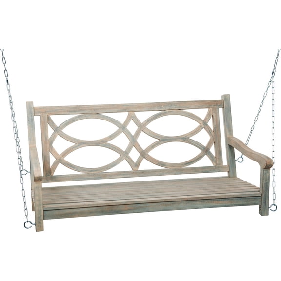 Jack-Post Jack Post Pisces 4 Ft. Indonesian Hardwood Porch Swing with Gray Wire Finish — Indoor & Outdoor Use, NEC-Compliant