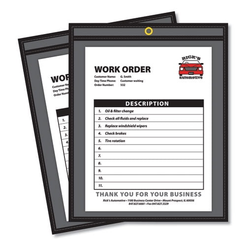 C-Line Shop Ticket Holders, Stitched, One Side Clear, 50 Sheets, 8.5 x 11, 25/Box