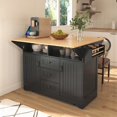 thumbnail image 1 of [Spacious & Versatile] Kitchen Island with 2 Drop Leaves & 3 Drawers, 1 of 24