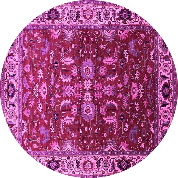 Ahgly Company Indoor Round Oriental Pink Industrial Area Rugs, 7' Round