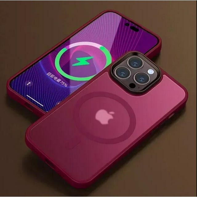 Matte Translucent Frosted Phone Case For IPhone 15 14 13 12 11 Pro Max Plus Magnetic Case For Magsafe Wireless Charging Cover Red For iphone12