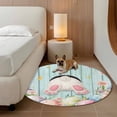 thumbnail image 3 of Easter Round Area Rugs Collection 5', Spring Rabbit Feet Eggs Flower Green Wooden Grain Non Slip Indoor Circular Throw Runner Rug Floor Mat Carpet for Living Room Dining Table Bedroom Nursery, 3 of 9