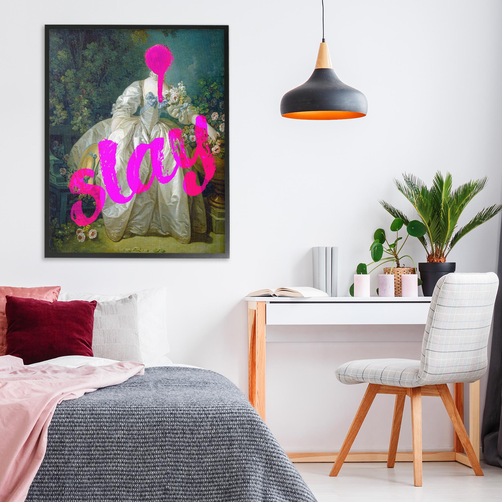 Slay Classical Baroque Gown Black Framed Giclee Art, design by Lil' Rue