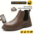 thumbnail image 4 of RIBONGZ Steel Toe Work Boots for Men Slip-on Chelsea Boot, Men's Industrial & Construction Shoes, Waterproof, Lightweight, Comfortable, Non-slip Safety Shoes, 4 of 5