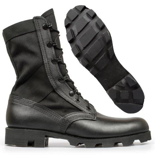 black leather jungle boots