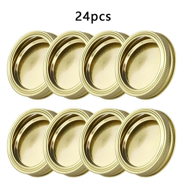 Bewildely 24 Uds. Tapas para conservas de albañil, sellado a prueba de fugas, mantenimiento de alimentos frescos de 86MM, tapas para tarros de Cocina y Comedor Dorado