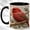 Black, variant on Red Spotted Bird Coffee Mug, Classic Leaf Mug, Ceramic 11 oz