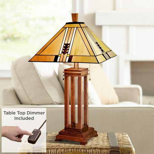 Tall Wood Stained Glass Shade, Best Traditional Table Lamps