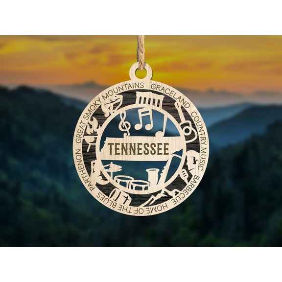 The Cabin Woodworker - Baltic Birch Wood - Tennessee State Ornament - Solid Backing