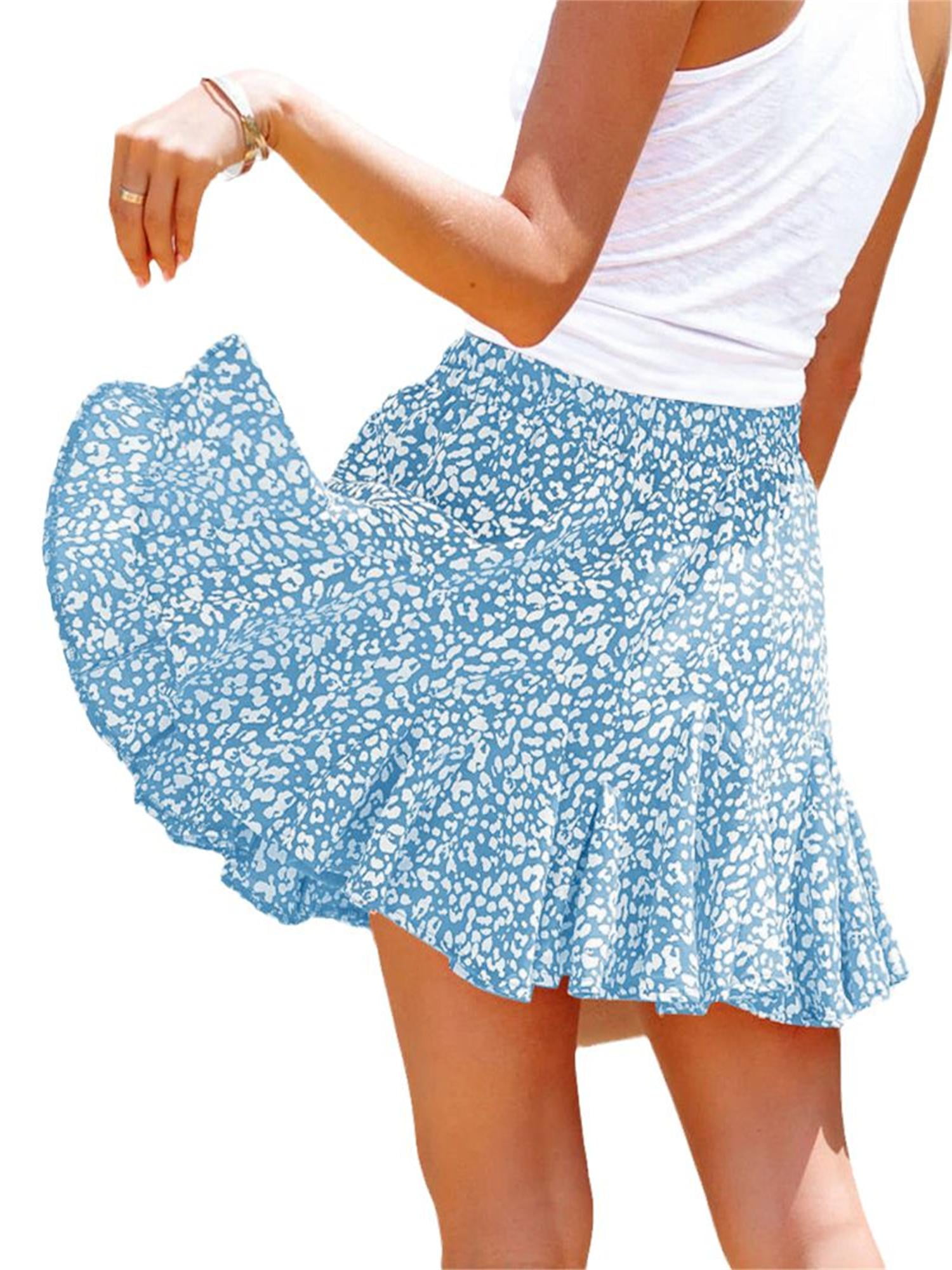 Printed flowy mini top skirt combo t