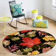 3 Ft Round Area Rug Mats for Living Room Autumn Fallen Leaves Lines