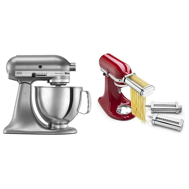 Batidora de pie KitchenAid Artisan de 5 cuartos de galón con rodillo para pasta