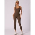 thumbnail image 4 of DARING DIVA U Neck Tummy Control Workout Sleeveless Bodysuit S Brown, 4 of 6
