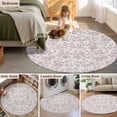 thumbnail image 6 of Farmhouse Flower Large Area Rugs for Bedroom Living Room, Soft Non Slip Carpet Bedside Rug, Botanical Vintage Purple Leaf Plant Round Floor Cover Kitchen Accent Rug 6' for Dining Room/Office, 6 of 9