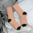 thumbnail image 7 of Funny Novelty Colorful Socks Orange And White Striped Patterned Casual Crew Socks, 7 of 7