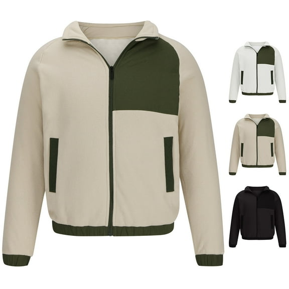 Lovskoo Mens Winter Coats Polar Fleece Thick Thermal Zipper Long Sleeve Sun Protection Outdoor Sprinter Shearling Lined Jacket with Pocket Black