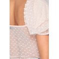 thumbnail image 4 of Luxe Polkadot Stretch Mesh Puff Sleeve Bodysuit S, 4 of 13