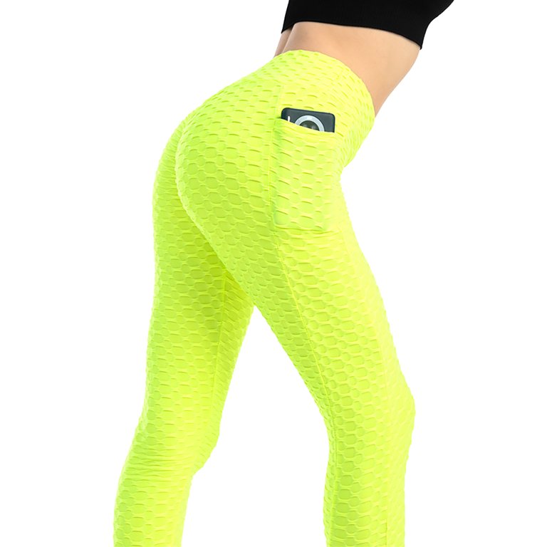 FOCUSNORM Women Bubble High Waisted TIK Tok Leggings Yoga Pants with Pocket  